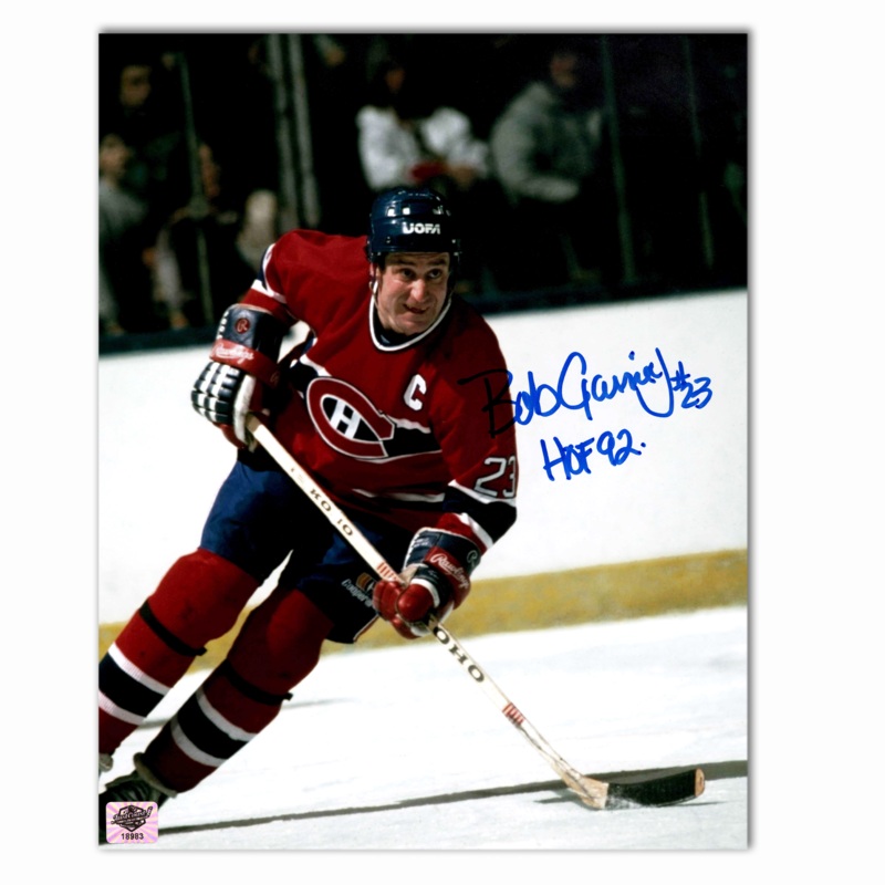 Bob Gainey Autographed Montreal Canadiens Home 8×10 Photo (Close Up Skating)