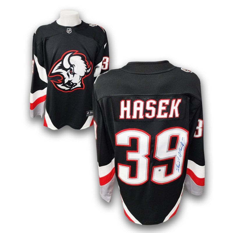 Dominik Hasek Autographed Buffalo Sabres Fanatics Break Alternate Jersey