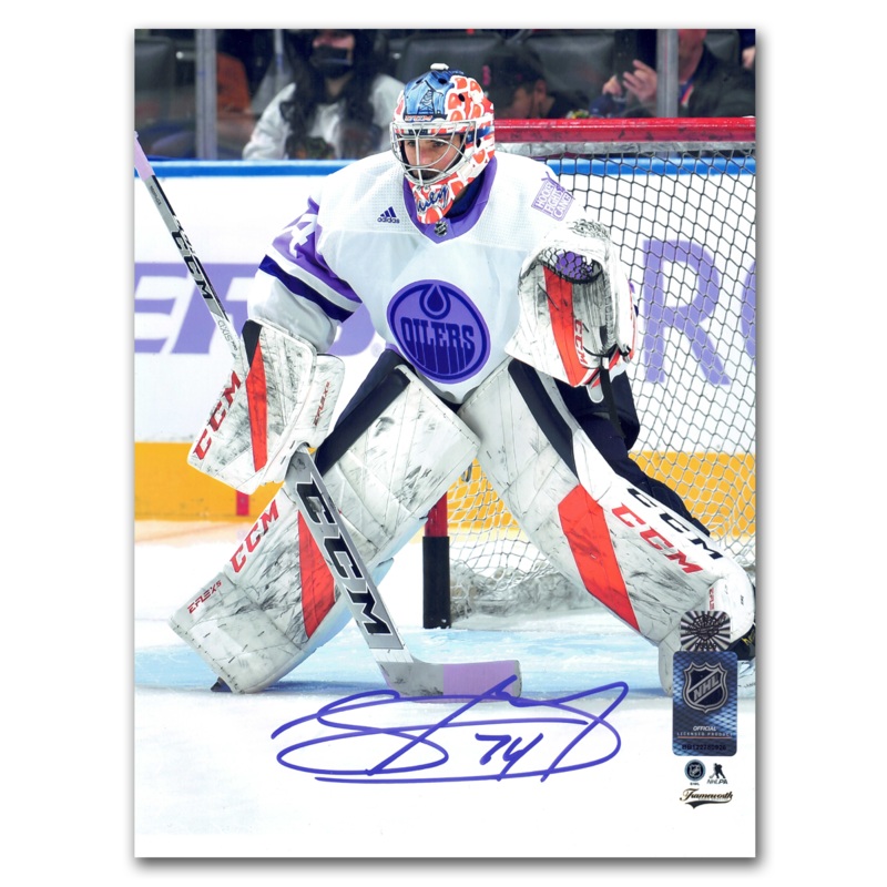 Stuart Skinner Edmonton Oilers Autographed Hockey Fights Cancer 8×10 Photo