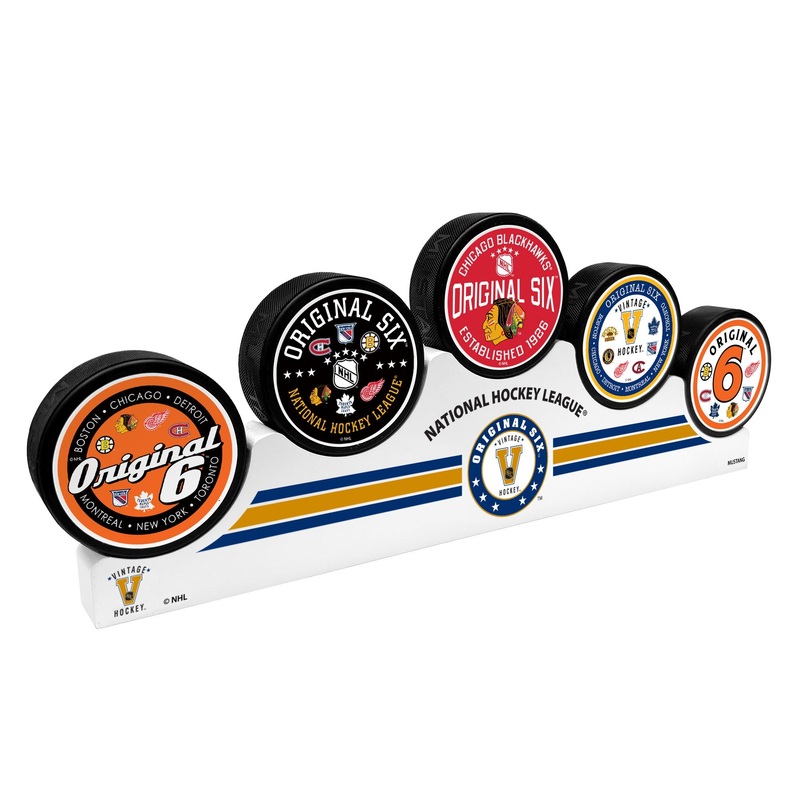 Chicago Blackhawks –  Original 6 – 5 Puck Podium Set