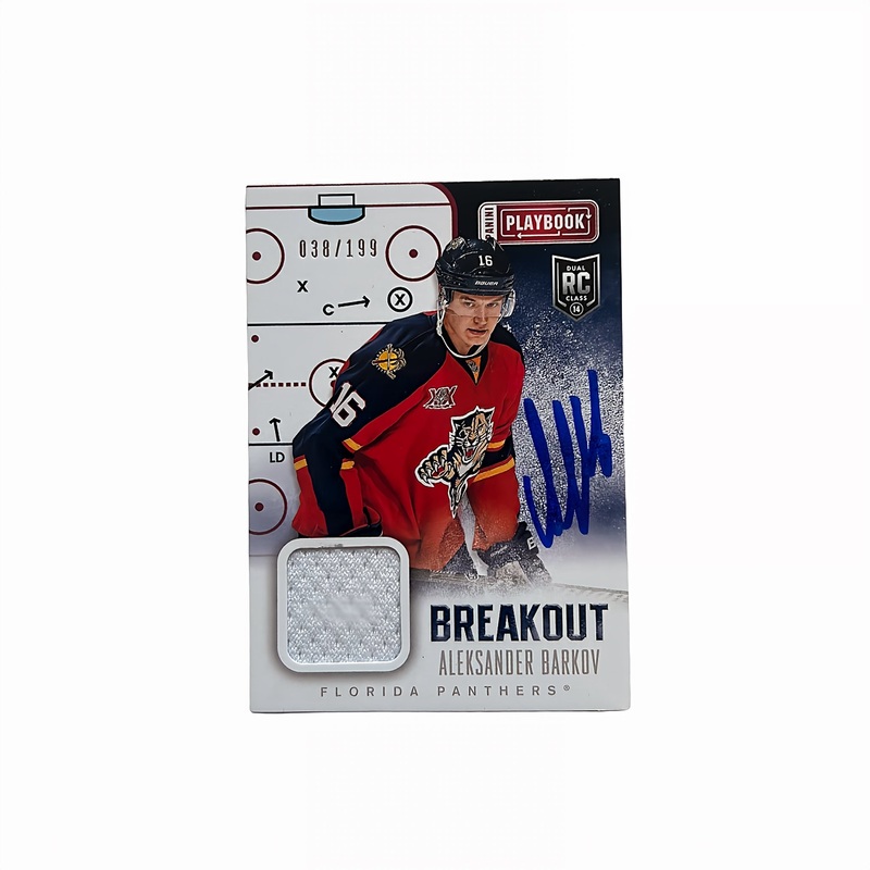 2013-14 Panini Playbook ALEKSANDER BARKOV Autographed Rookie Jersey Card