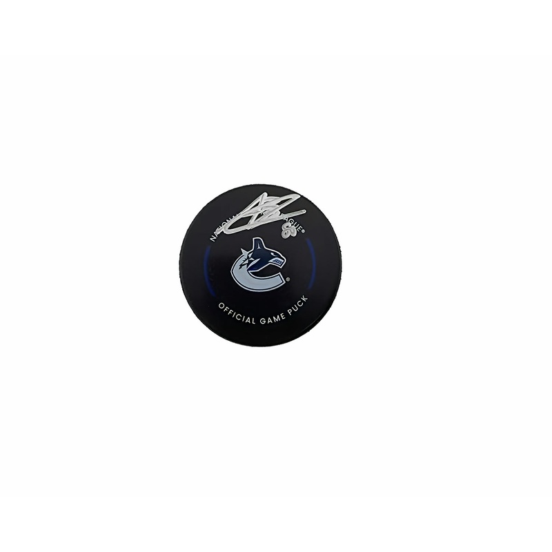 Arshdeep Bains Autographed Vancouver Canucks Official Hockey Puck