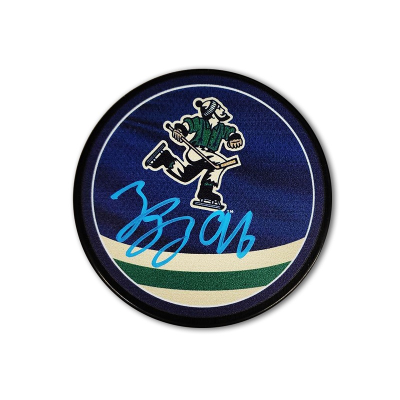 Andrei Kuzmenko Vancouver Canucks Autographed Reverse Retro Hockey Puck