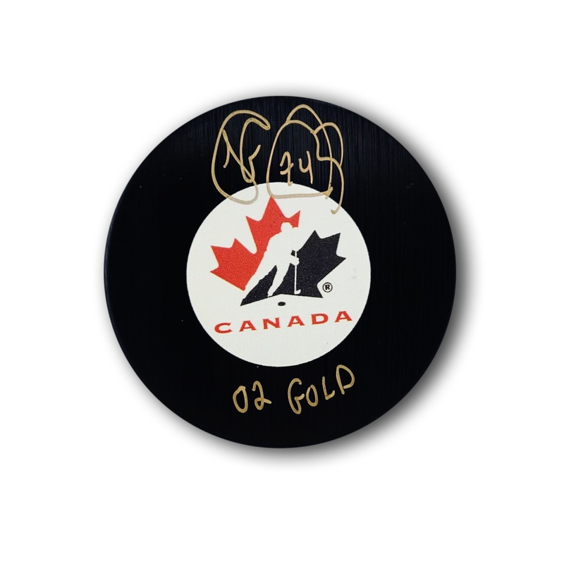 Theo Fleury Autographed Team Canada Hockey Puck 02 Gold