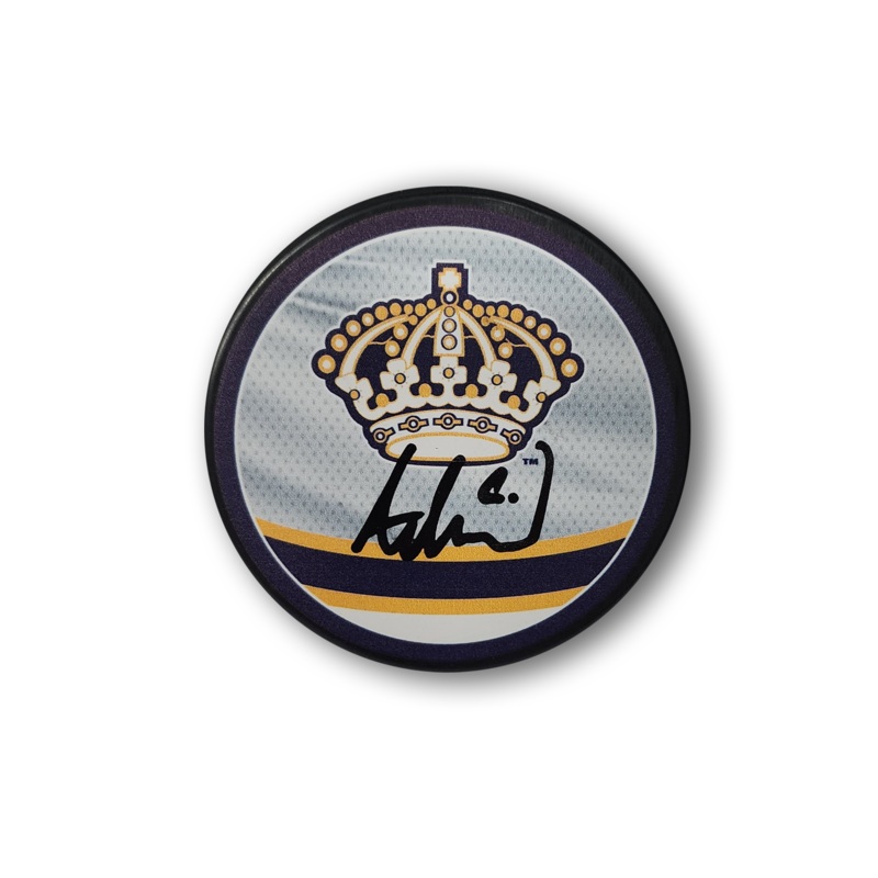 Adrian Kempe Autographed Los Angeles Kings Reverse Retro Hockey Puck