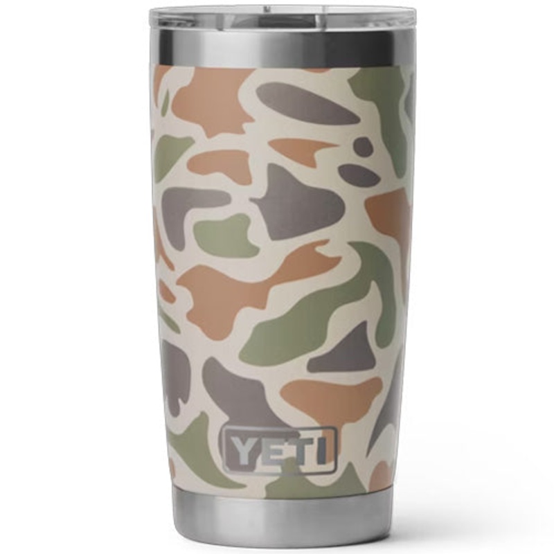 Yeti Rambler 20 oz. Tumbler|Tan Camo|Big Sky Blue|Rescue Red|Seafoam|White|Black|Navy|Tropical Pink|Sandstone|Wetlands Brown|Lowcountry Peach|Beekeeper|Papaya|Black Forest Green|Cherry Blossom|Black Stone|Moon Dust