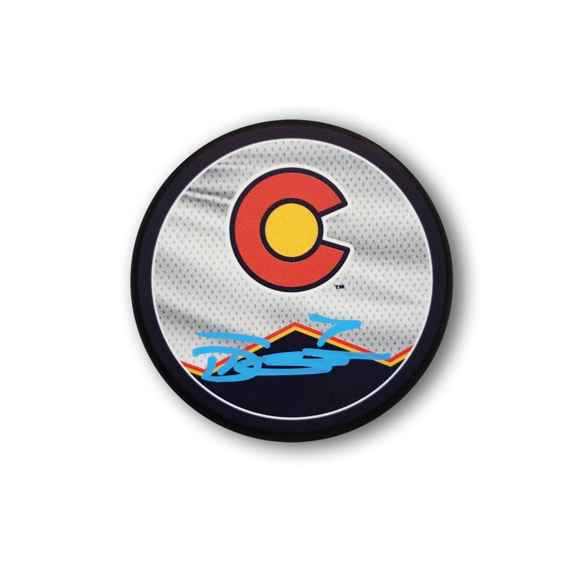 Devon Toews Autographed Colorado Avalanche Reverse Retro Hockey Puck