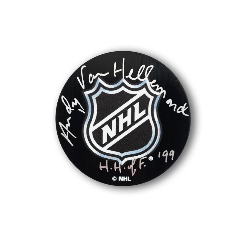 Andy Van Hellemond Autographed NHL Official Referee Hockey Puck