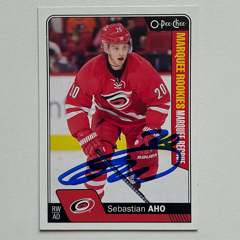 2016-17 OPC Marquee #687 SEBASTIAN AHO Autographed Rookie Card