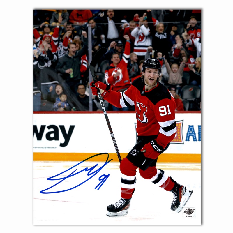 Dawson Mercer Autographed New Jersey Devils Home Photo 8×10