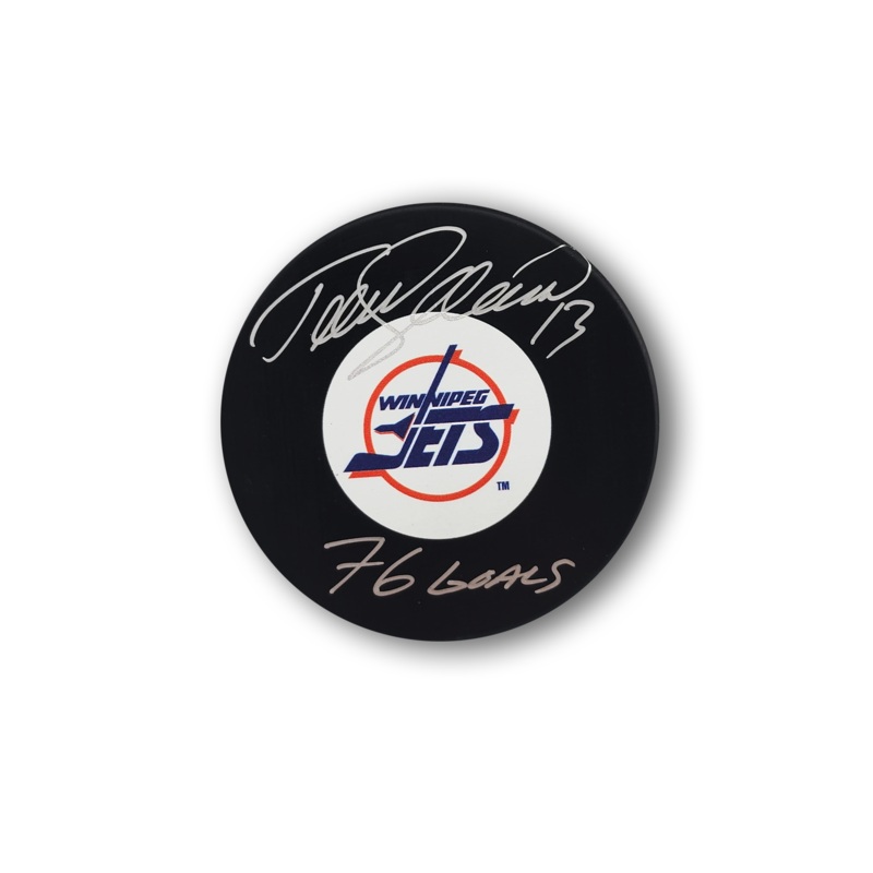 Teemu Selanne Autographed Winnipeg Jets Hockey Puck Inscribed 76 Goals