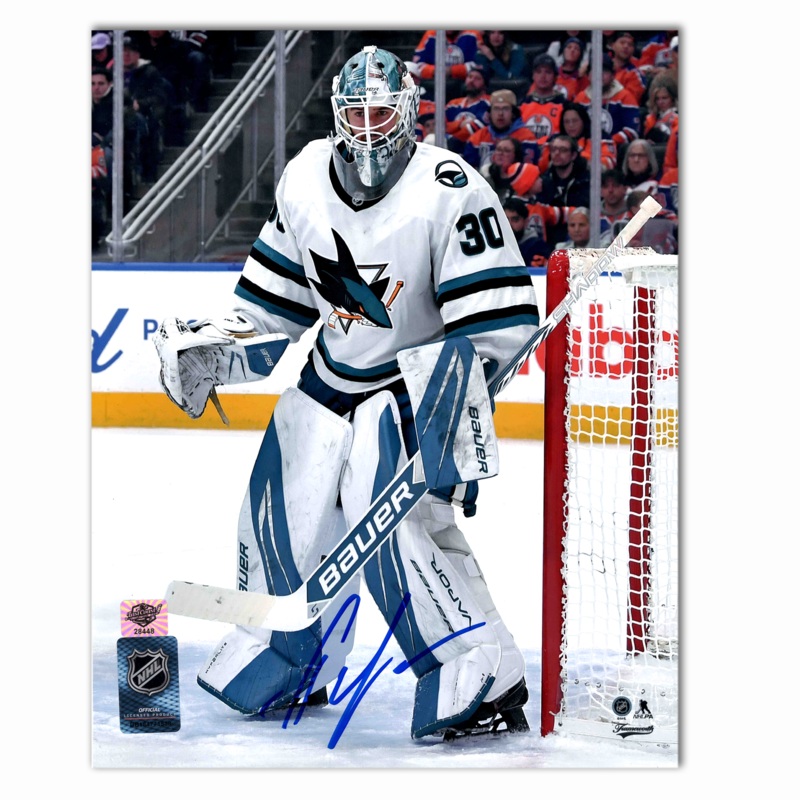Yaroslav Askarov Autographed San Jose Sharks Away 8×10 Photo