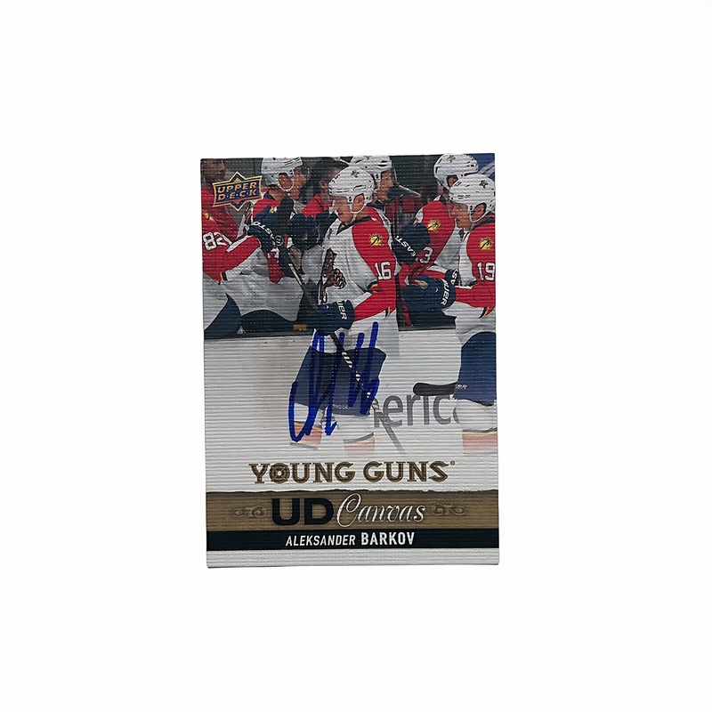 2013-14 UD Young Guns Canvas C104 ALEKSANDER BARKOV Autographed Rookie Card