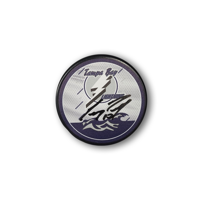 Corey Perry Autographed Tampa Bay Lightning Reverse Retro Hockey Puck