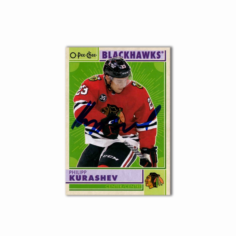 Philipp Kurashev Autographed Chicago Black Hawks 2022-23 O-Pee-Chee Retro #496 Hockey Card