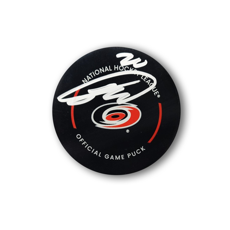 Sebastian Aho Autographed Carolina Hurricanes Official Hockey Puck