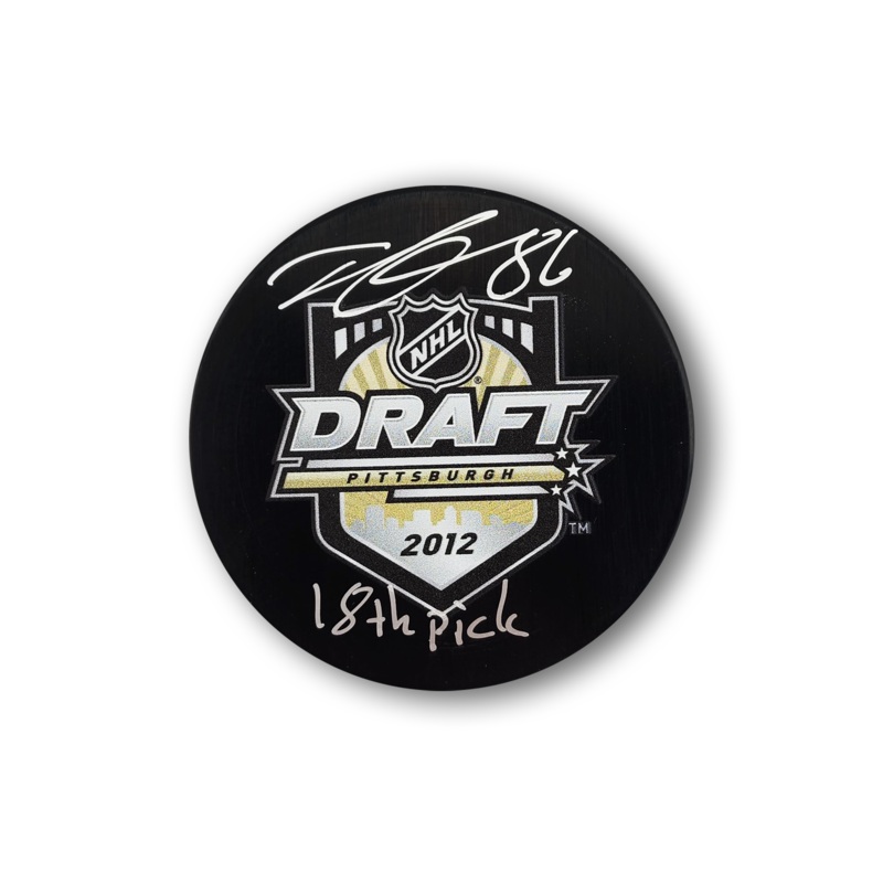 Teuvo Teravainen Autographed 2012 NHL Draft Hockey Puck Inscribed 18th Pick