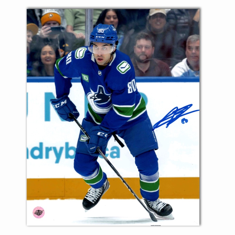 Arshdeep Bains Autographed Vancouver Canucks Home 8×10 Photo