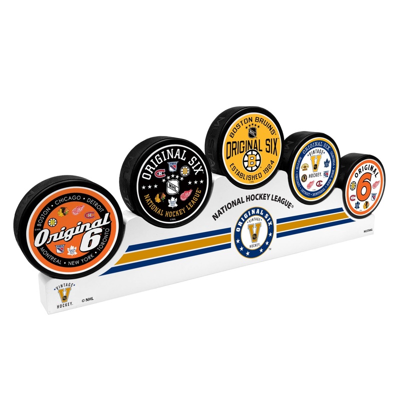 Boston Bruins –  Original 6 – 5 Puck Podium Set