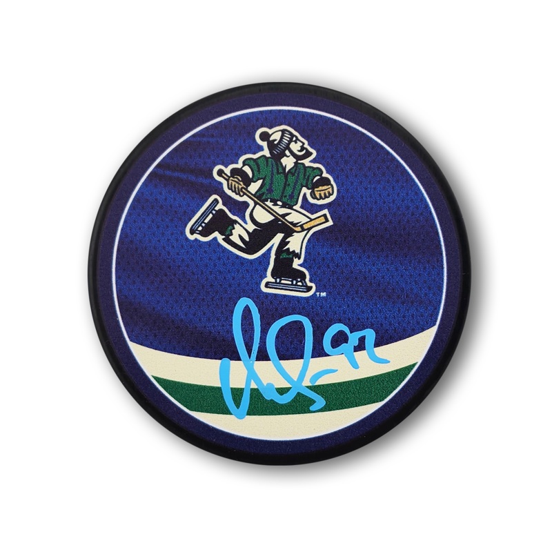 Vasily Podkolzin Autographed Vancouver Canucks Reverse Retro Hockey Puck