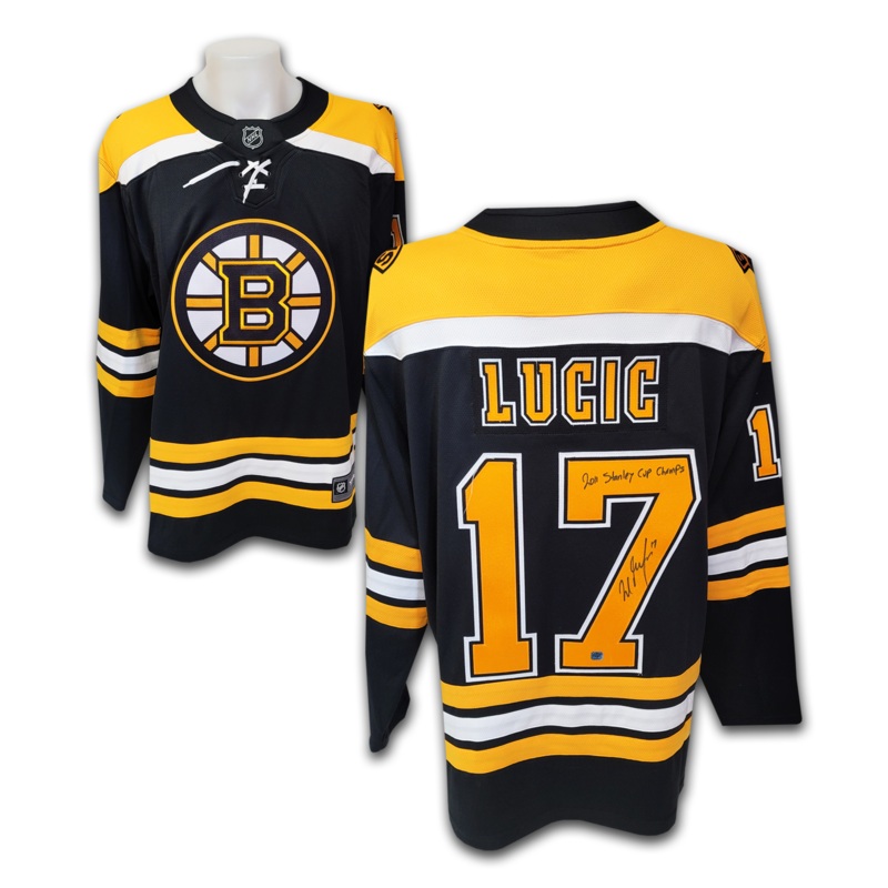 Milan Lucic Autographed Boston Bruins Black Fanatics Jersey Inscribed 2011 Stanley Cup Champions