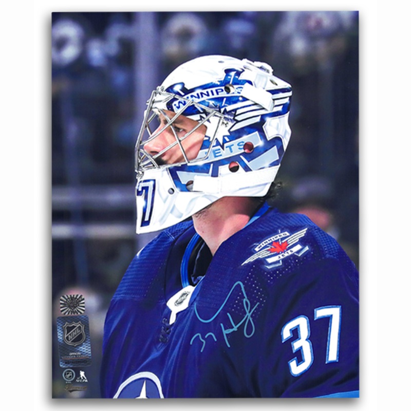 Connor Hellebuyck Winnipeg Jets Autographed Close Up 8×10 Photo