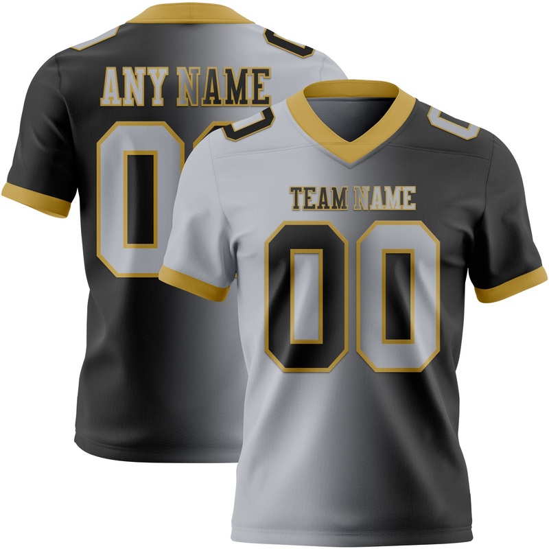 Custom Black Gray-Old Gold Authentic Gradient Fashion Football Jersey