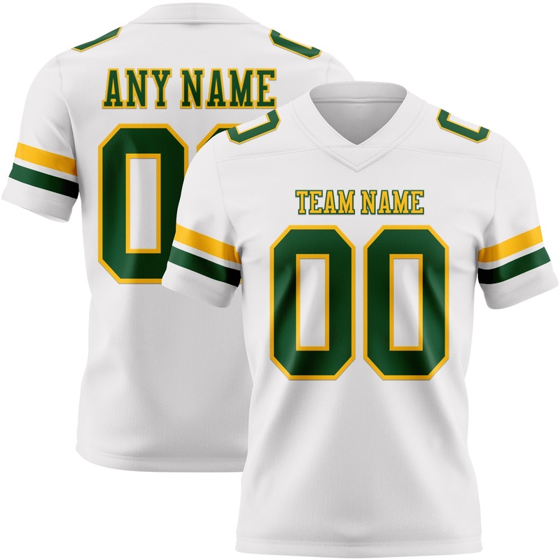 Custom White Green-Gold Authentic Football Jersey