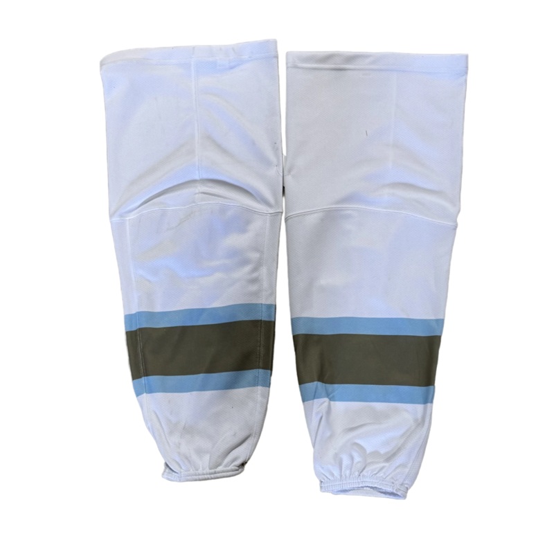 OHL – Used Athletic Knit Hockey Sock (White/Green/Sky Blue)