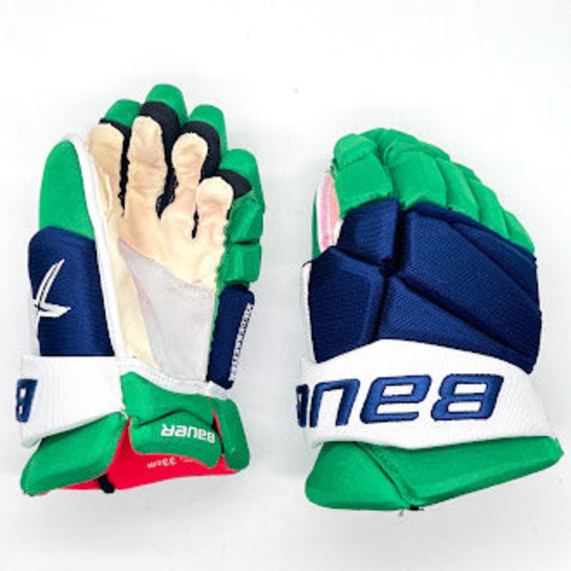 Bauer Vapor 1X Lite – Used NHL Pro Stock Glove – Nino Niederreiter (Blue/Green/White)