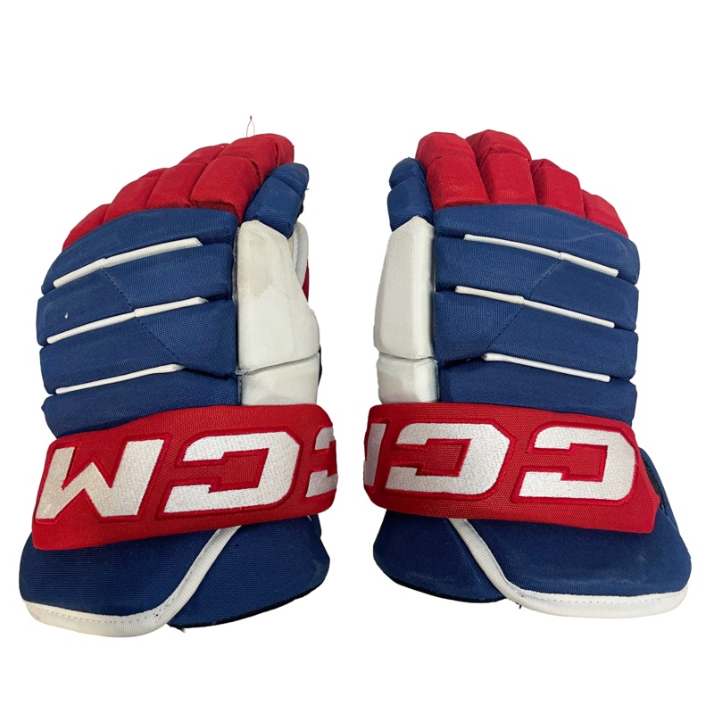 CCM Tacks 4 Roll Pro – Used NHL Pro Stock Hockey Glove – Montreal Canadiens (Blue/White/Red)
