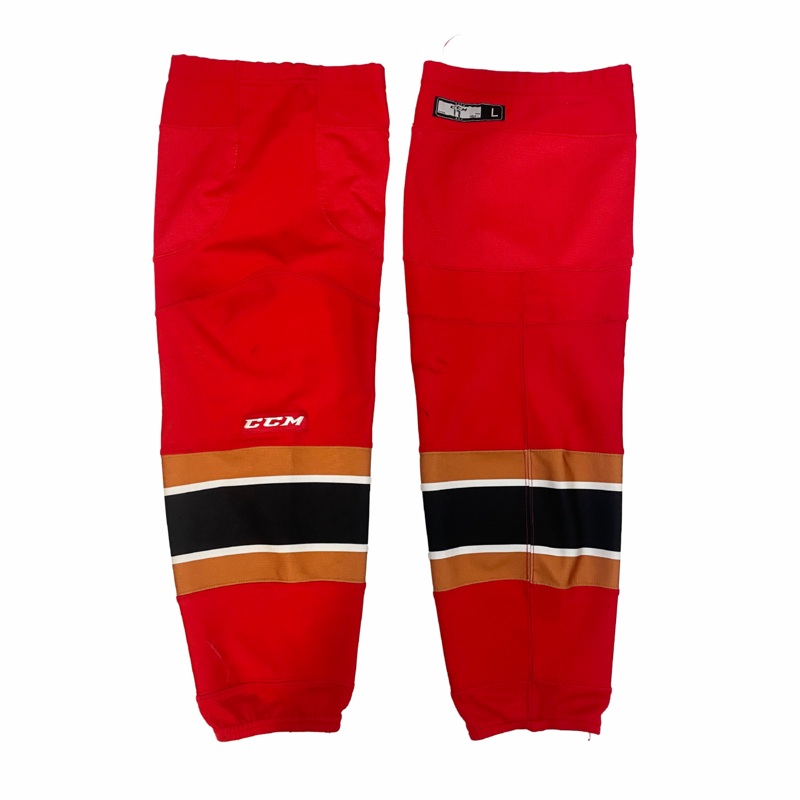 WHL – Used CCM Hockey Socks (Red/Black/Tan)