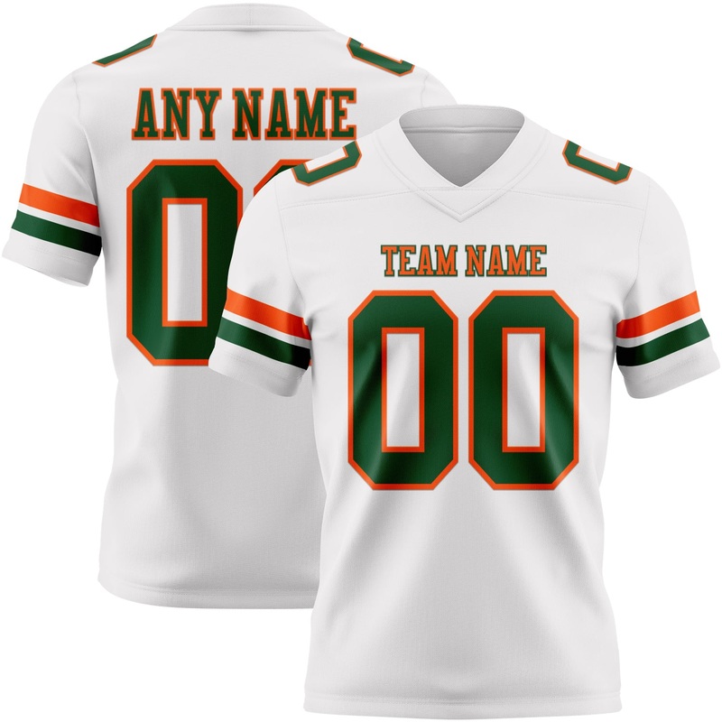 Custom White Green-Orange Authentic Football Jersey