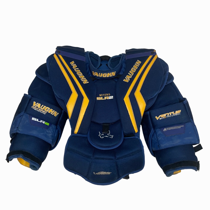 Vaughn Ventus SLR2 Pro Carbon – Used Pro Stock Goalie Chest Protector (Blue/Yellow)