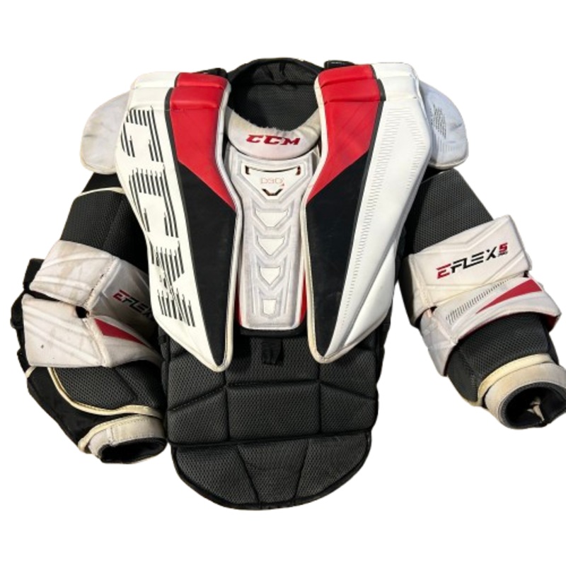 CCM Extreme Flex 5 – Used Pro Stock Goalie Chest Protector (White/Red)