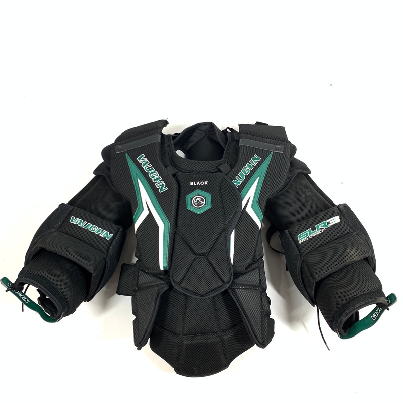Vaughn SLR3 Pro Carbon – Used Pro Stock Goalie Chest Protector (Black/White/Green)