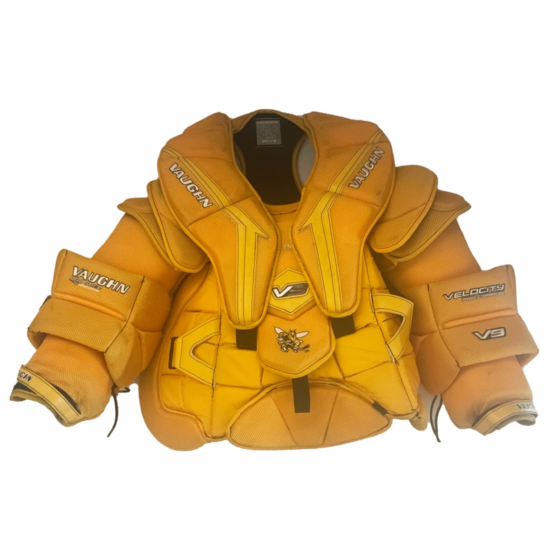 Vaughn Velocity V9 – Used Pro Stock Goalie Chest Protector (Yellow)