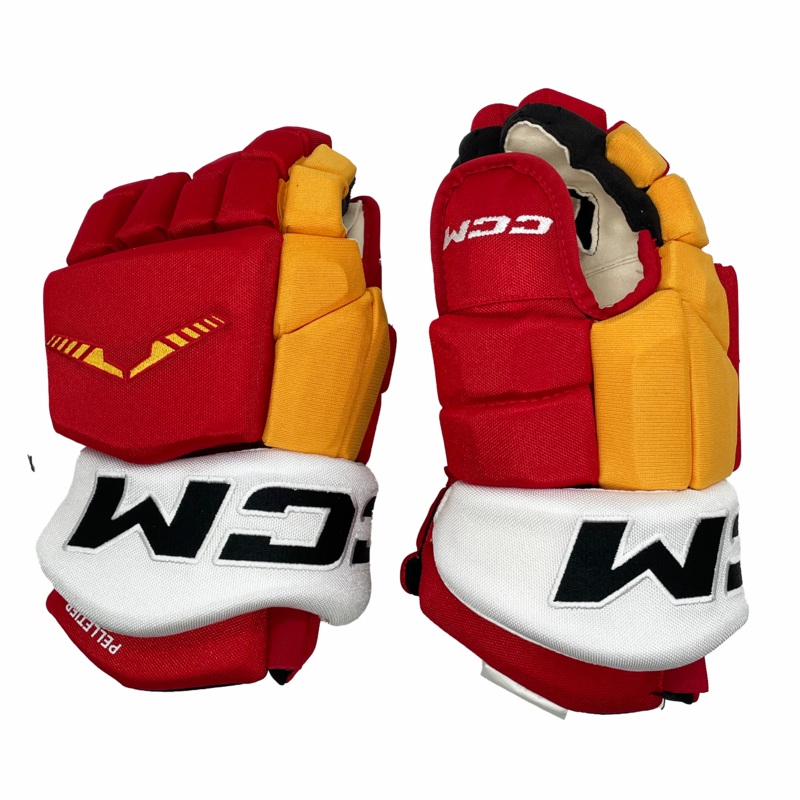 CCM HGTKSP – NHL Pro Stock Glove – Jakob Pelletier (Red/Yellow/White)